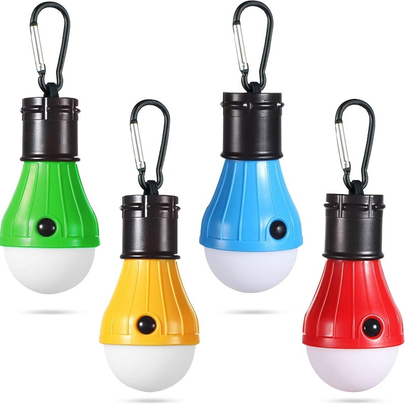 Jarxin LED Camping Tent Lantern, Portable Outdoor Waterproof Emergency Light Bulb, Battery Powered with Clip Hook, Super Bright, for Hiking, Party，Camping, Fishing, Power Failure (=4 Packs, Multi-Color) - Image 1